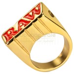 Inel metalic suflat cu aur de 24k si suport pentru conuri/tigara incorporat RAW Gold Ring 24K (12)